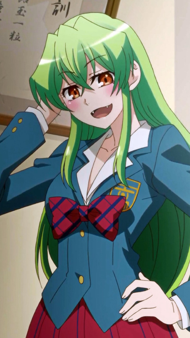 Woman green hair bow tie free wallpaper for mobile - medium preview image