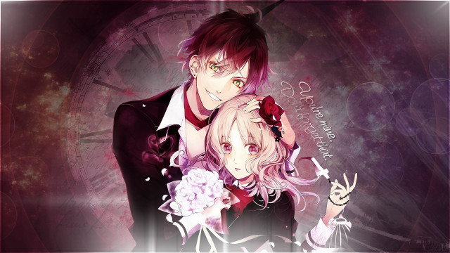 Anime couple clock wallpaper pink free wallpaper for desktop - medium preview image