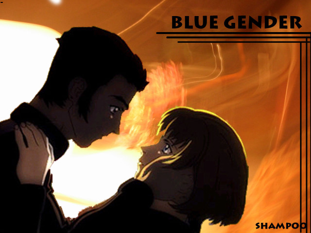 Blue people backlighting orange sunset free wallpaper for desktop - medium preview image