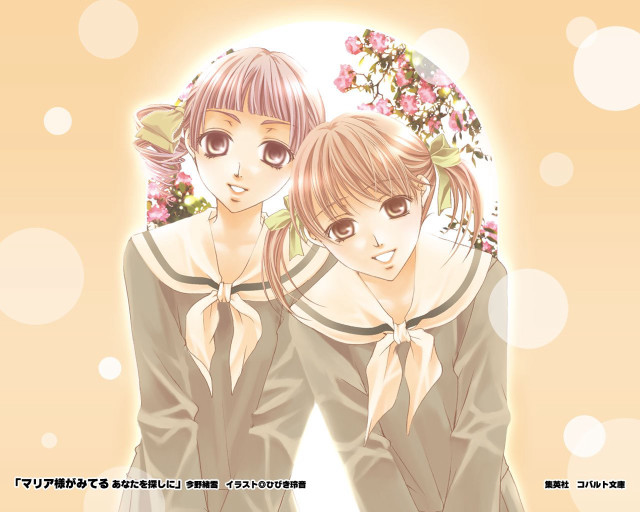 Anime girls glasses bows yellow free wallpaper for desktop - medium preview image