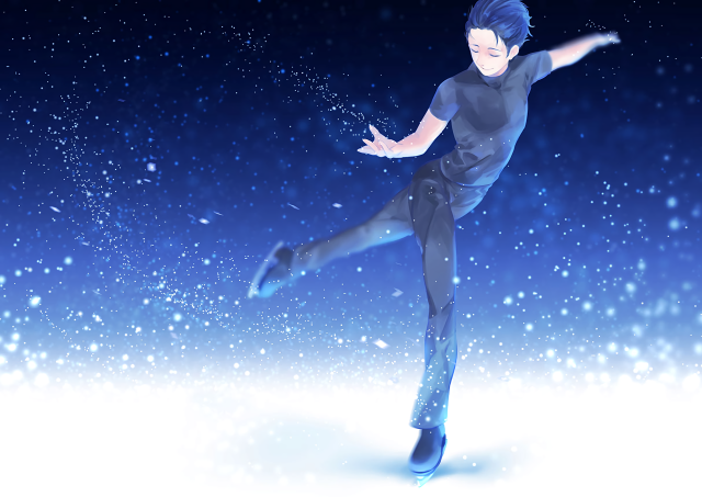 Skating snowfall aurora moon stars free wallpaper for desktop - medium preview image