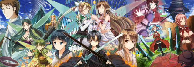 Anime characters swords blue sky free wallpaper for desktop - medium preview image