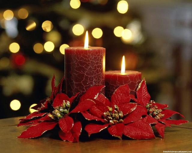 Candles table christmas tree lights free wallpaper for desktop - medium preview image