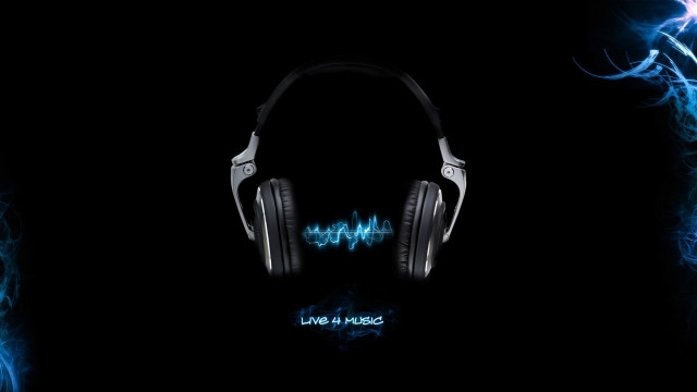 Headphones blue light black background #4 free wallpaper for desktop - medium preview image