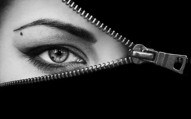 Woman eye zipper illusion black free wallpaper for desktop - medium preview image