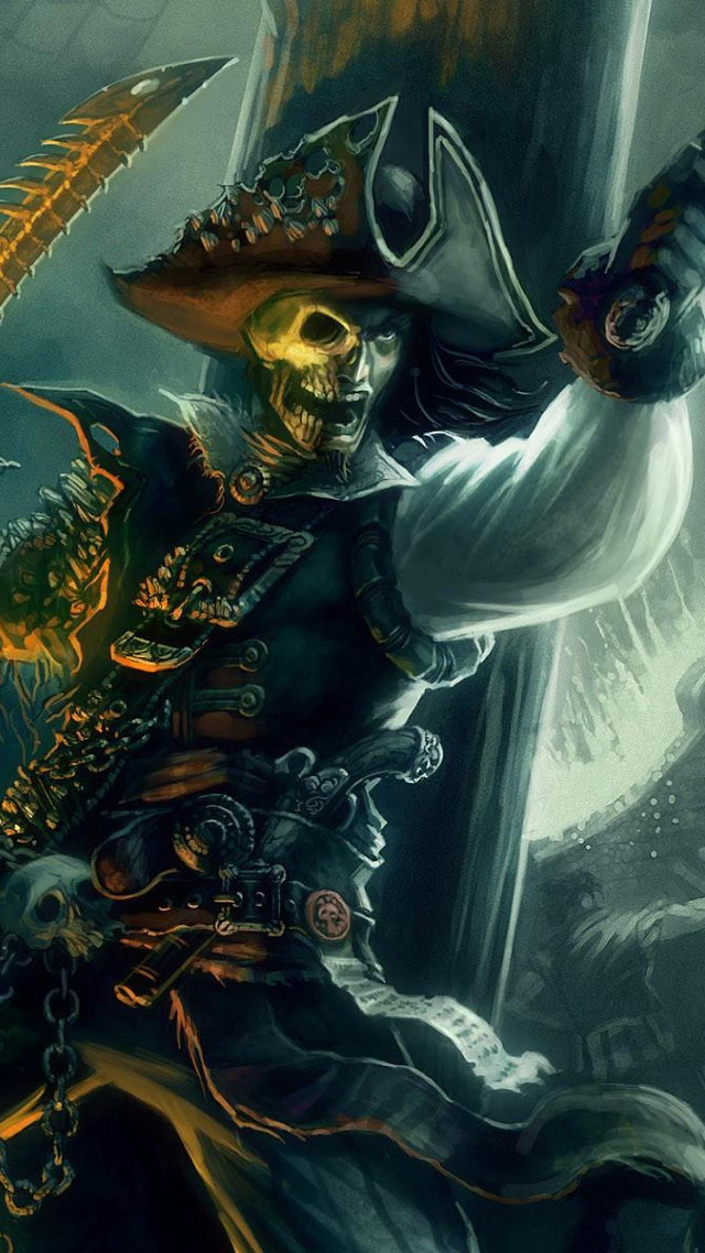 Pirate sword skull back holding free wallpaper for mobile - medium preview image