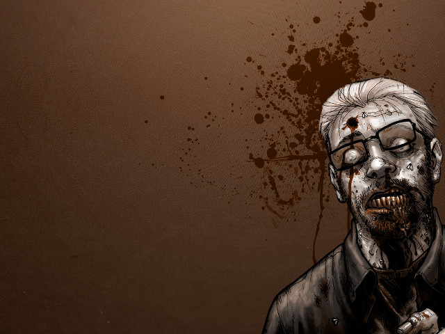 Man white hair glasses blood free wallpaper for desktop - medium preview image