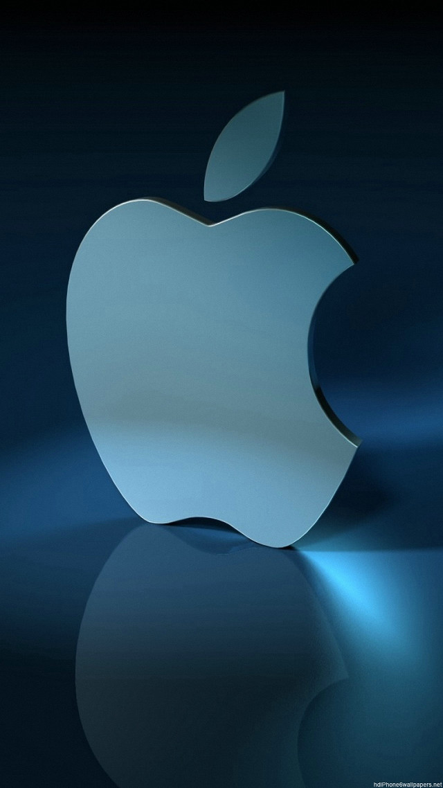 Apple logo dark background blue free wallpaper for mobile - medium preview image