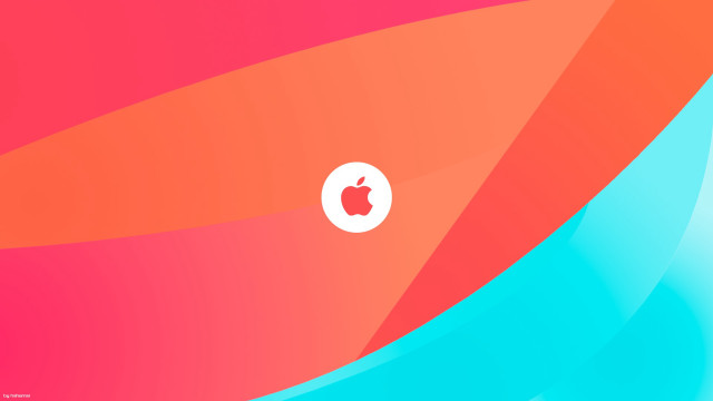 Colorful apple logo wave pattern free wallpaper for desktop - medium preview image