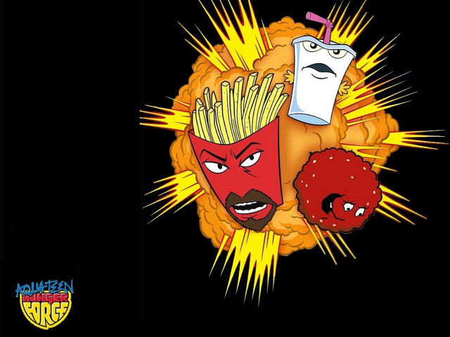 Cartoon character drink hamburger head free wallpaper for desktop - medium preview image