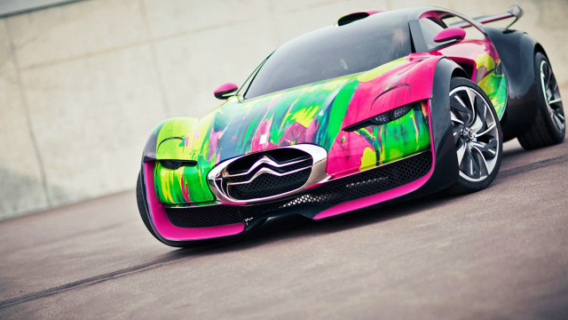 Colorful car parked street concrete free wallpaper for desktop - medium preview image