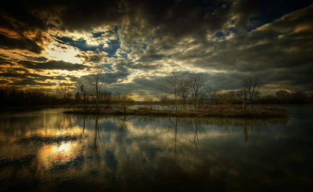 Lake water clouds sky trees #2 free wallpaper for desktop - medium preview image