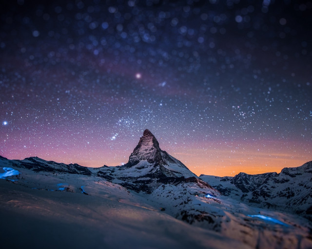 Mountain starry sky night aurora #2 free wallpaper for desktop - medium preview image