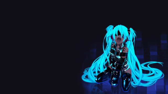 Long haired blue hair sitting free wallpaper for desktop - medium preview image