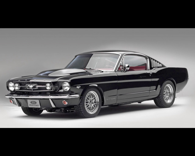 Black mustang red stripe hood free wallpaper for desktop - medium preview image