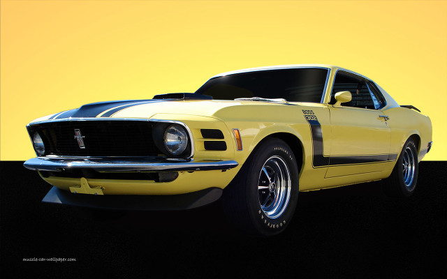 Yellow mustang black stripe matte free wallpaper for desktop - medium preview image