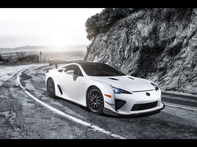 White sports car winding road free wallpaper for desktop - medium preview image