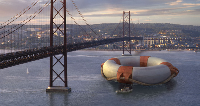 Raft water bridge city background free wallpaper for desktop - medium preview image