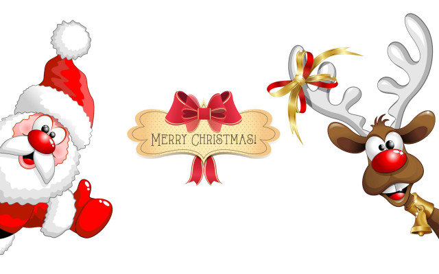 Reindeer santa merry christmas fur free wallpaper for desktop - medium preview image