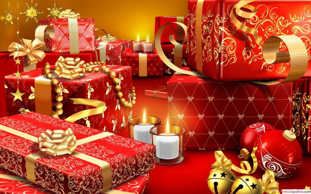 Christmas presents candles ornaments santa free wallpaper for desktop - medium preview image