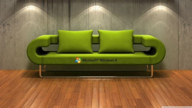 Green couch wooden floor lit free wallpaper for desktop - medium preview image