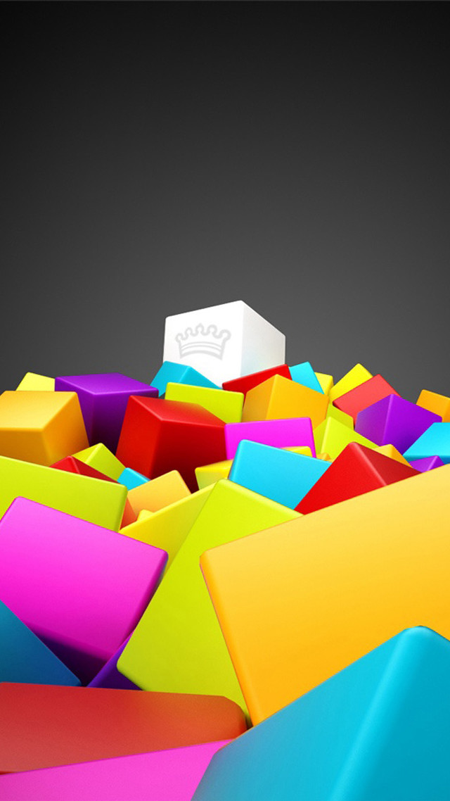 Colorful blocks white cube black free wallpaper for mobile - medium preview image
