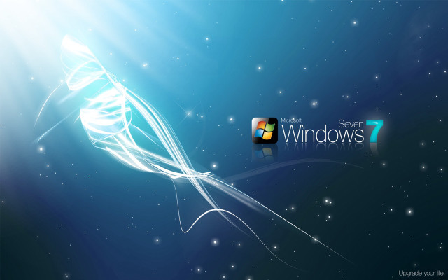 Blue white swirls windows7 star free wallpaper for desktop - medium preview image