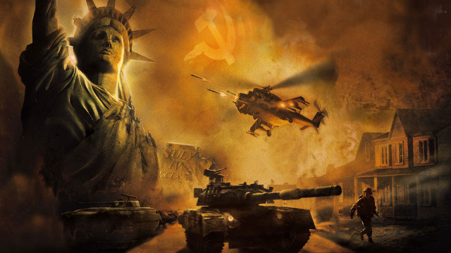 Statue liberty helicopter city tanks free wallpaper for desktop - medium preview image