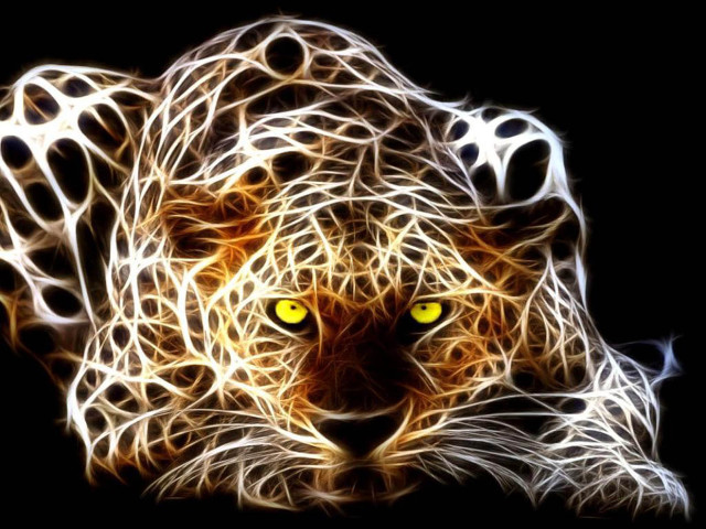 Leopard yellow eyes psychedelic magic free wallpaper for desktop - medium preview image
