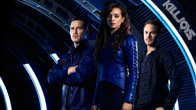 Group people blue background neon free wallpaper for desktop - medium preview image