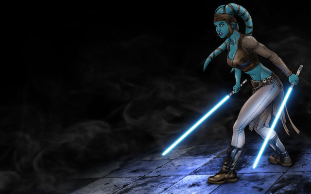 Woman star wars outfit lightsabers free wallpaper for desktop - medium preview image
