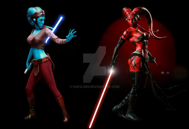 Women costumes lightsabers body arms free wallpaper for desktop - medium preview image