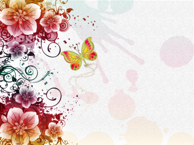 Colorful floral background butterflies flowers free wallpaper for desktop - medium preview image