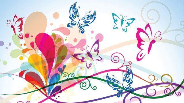 Colorful background butterflies swirls side #2 free wallpaper for desktop - medium preview image