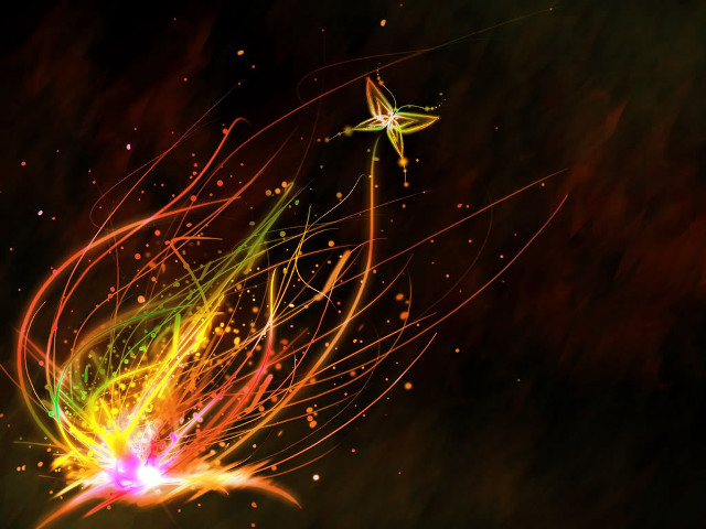 Colorful fireworks star blurry background free wallpaper for desktop - medium preview image