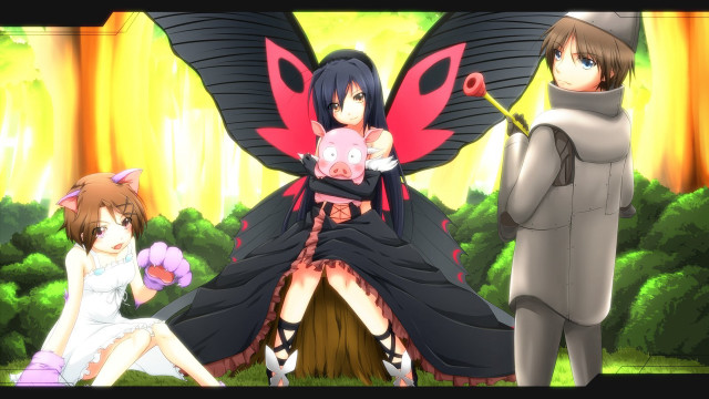 Anime couple tree stump pig #2 free wallpaper for desktop - medium preview image