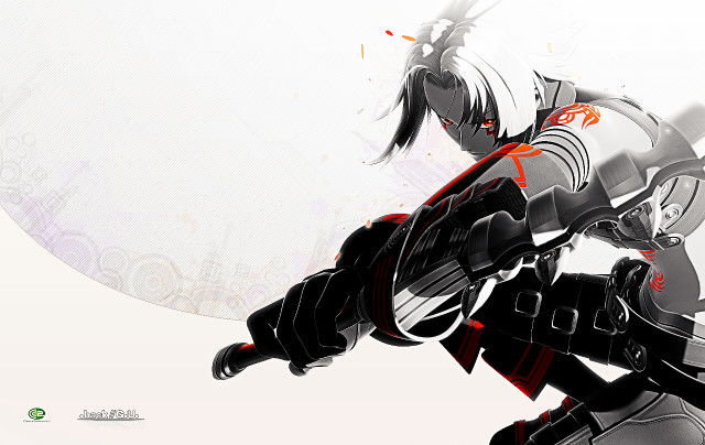 Black white outfit gun red free wallpaper for desktop - medium preview image