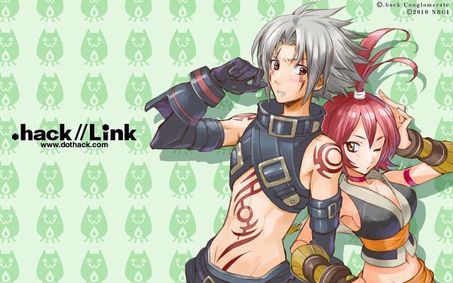 Anime characters hugging green background free wallpaper for desktop - medium preview image