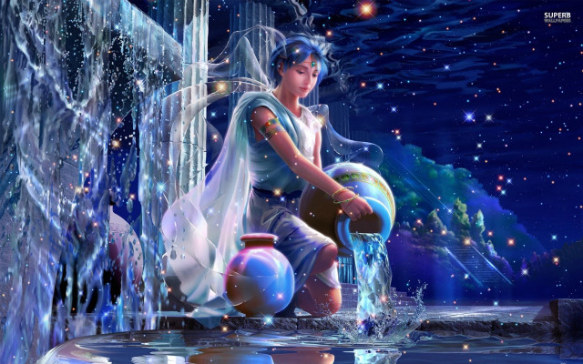 Woman ledge vase starry sky free wallpaper for desktop - medium preview image