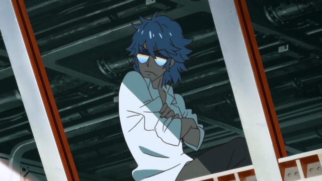 Man blue hair glasses window free wallpaper for desktop - medium preview image