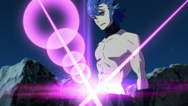 Man blue hair sword mountain free wallpaper for desktop - medium preview image