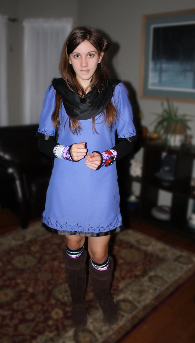 Girl blue dress boots livingroom free wallpaper for mobile - medium preview image