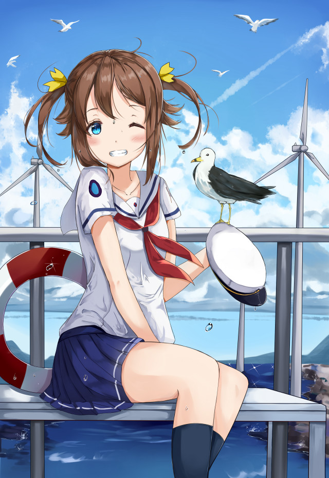 Girl bench bird shoulder bird free wallpaper for mobile - medium preview image