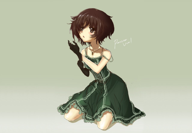 Woman green dress black cat free wallpaper for desktop - medium preview image