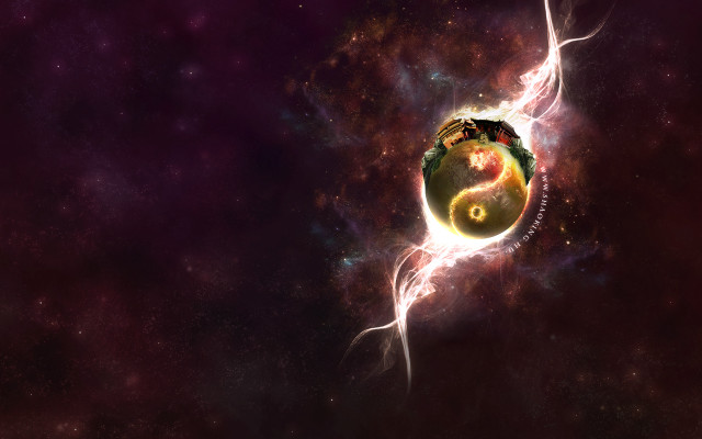 Space yin yang symbol star free wallpaper for desktop - medium preview image