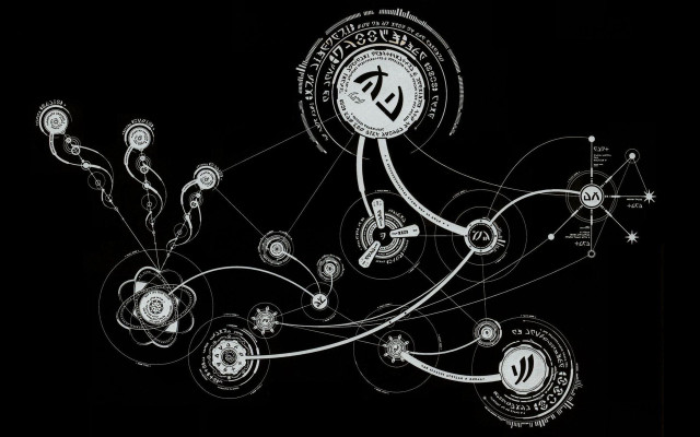 Black white drawing clock numbers free wallpaper for desktop - medium preview image