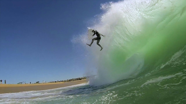 Surfing man ocean sunny day free wallpaper for desktop - medium preview image