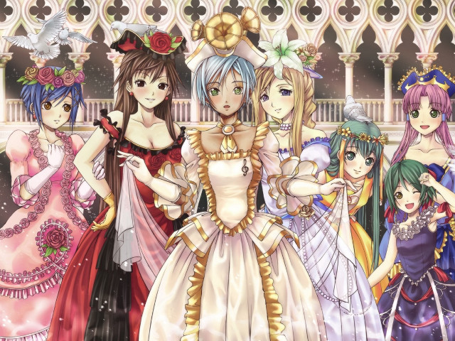 Women dresses standing fence fenced free wallpaper for desktop - medium preview image