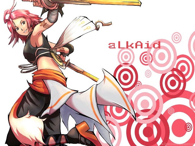 Woman sword cat red white free wallpaper for desktop - medium preview image