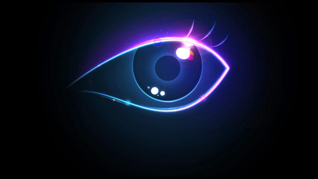 Blue eye glowing iris black free wallpaper for desktop - medium preview image